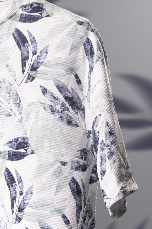 Leaf Fade – Oversized Textured Popcorn Cotton T-Shirt