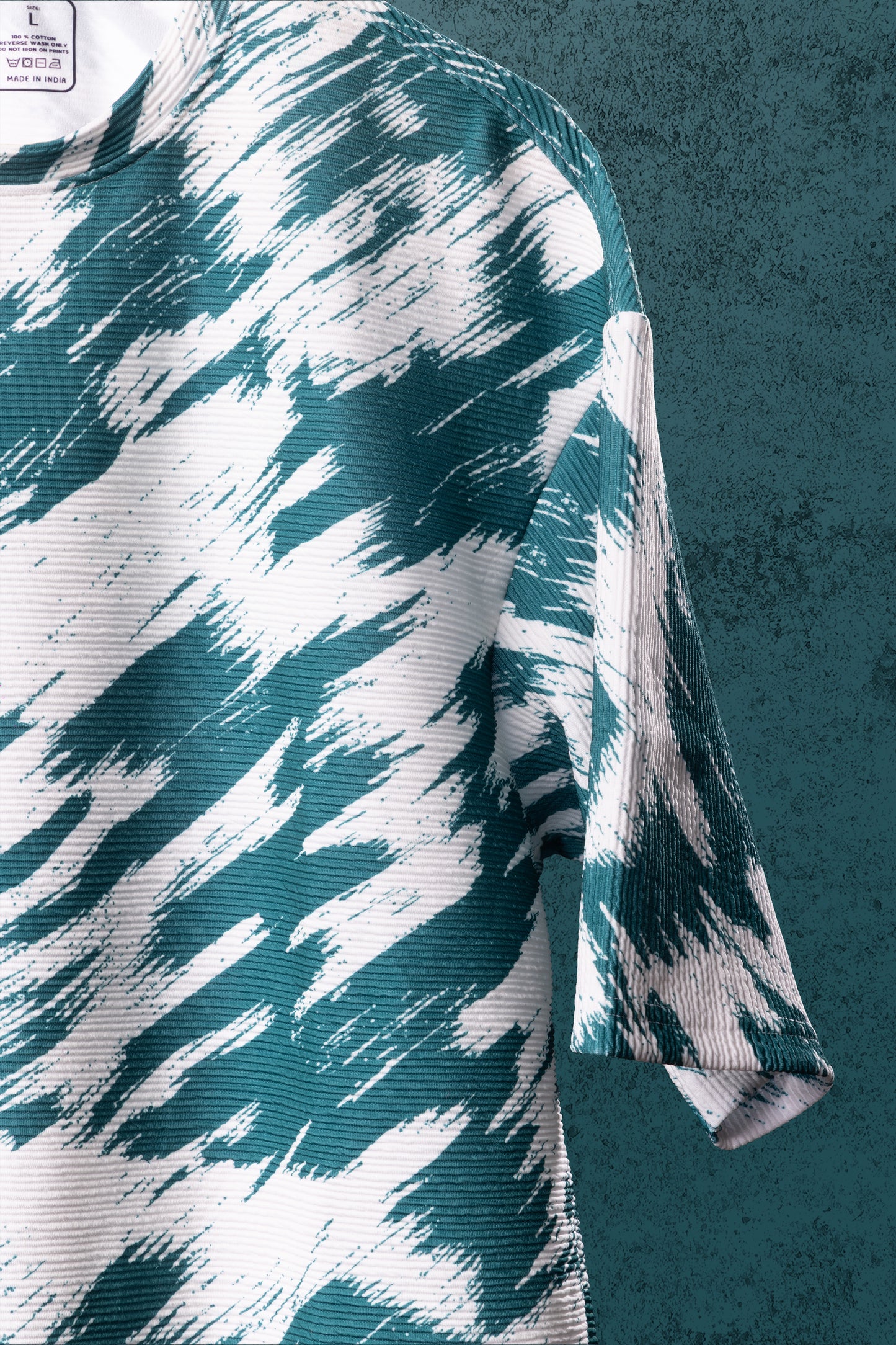 Brush Rush – Oversized Abstract Popcorn Cotton T-Shirt