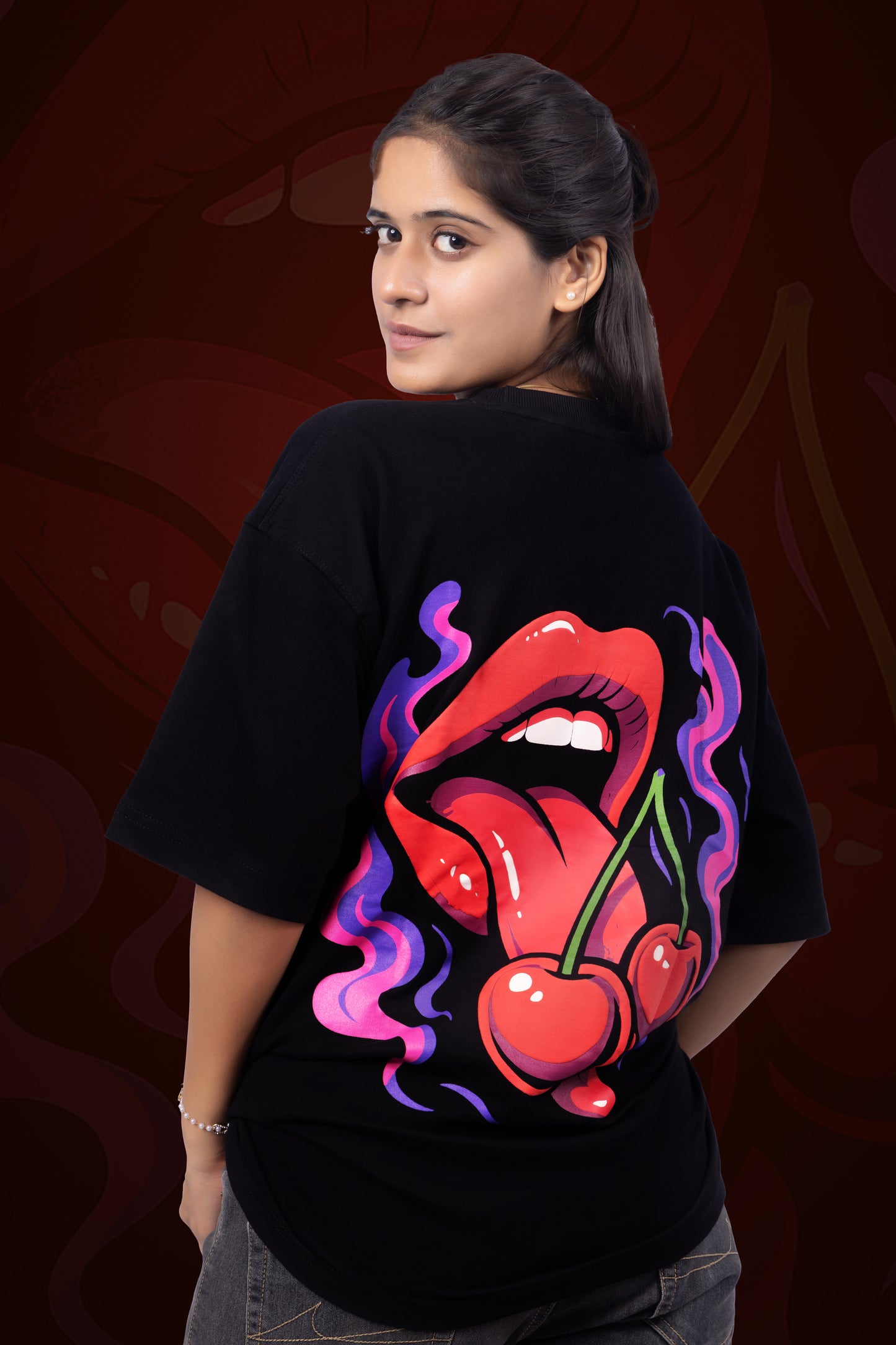 Cherry Trap – Oversized Unisex Puff Print Streetwear T-Shirt