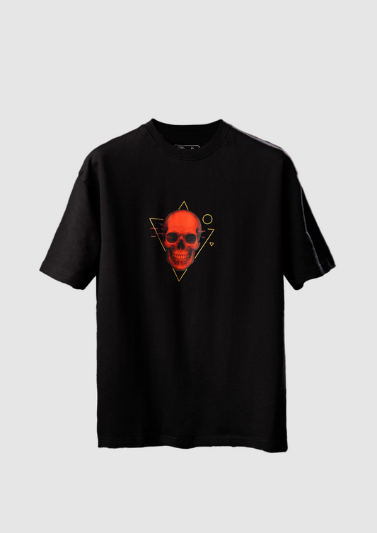Blood Signal – Oversized Unisex Skull Graphic T-Shirt (Black)