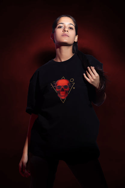 Blood Signal – Oversized Unisex Skull Graphic T-Shirt (Black)