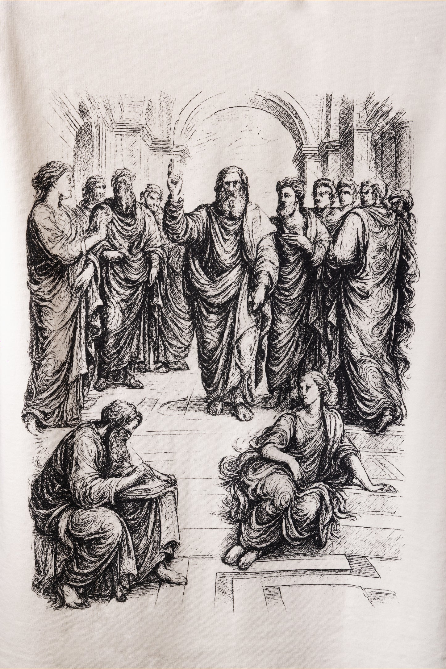 Echoes of Athens – Oversized Unisex Greek Art Graphic T-Shirt (Off-White)