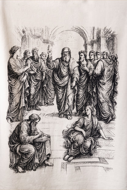 Echoes of Athens – Oversized Unisex Greek Art Graphic T-Shirt (Off-White)