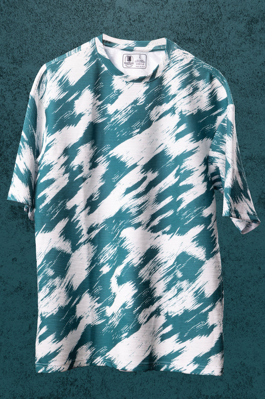 Brush Rush – Oversized Abstract Popcorn Cotton T-Shirt