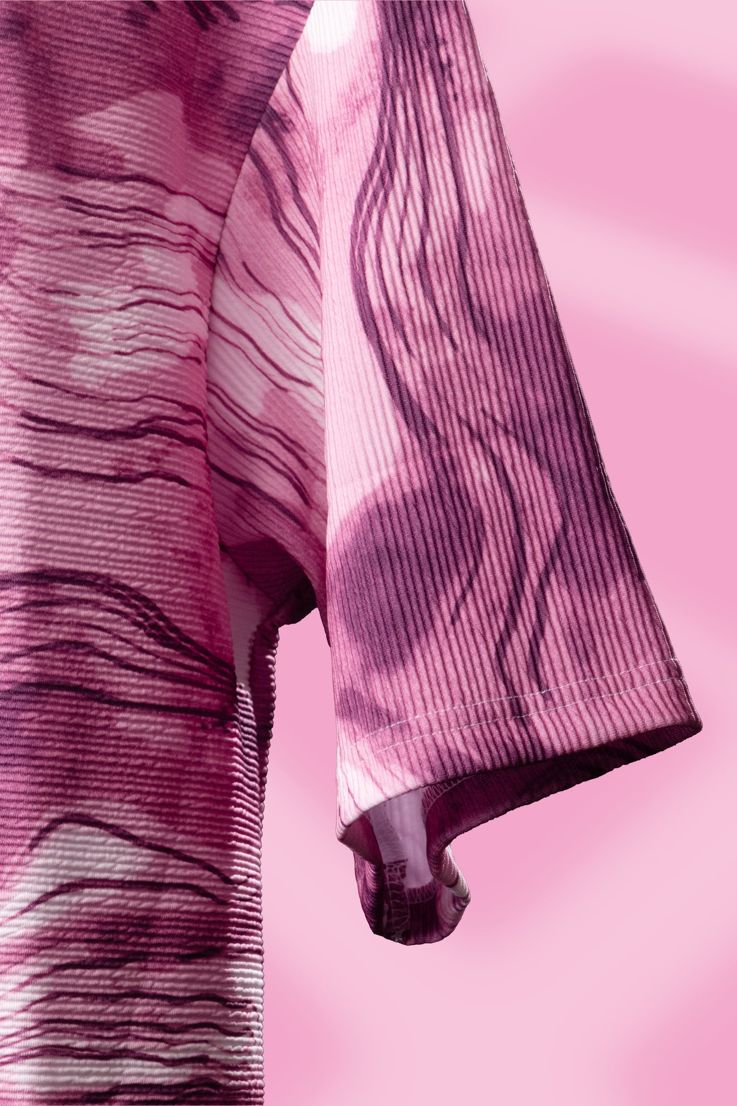 Crimson Swirl – Oversized Marbled Popcorn Cotton T-Shirt