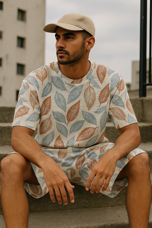 Bleach Bite Co-ord Set 3– Limited Edition Leaf Print Unisex T-shirt & Shorts