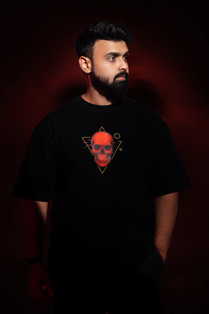 Blood Signal – Oversized Unisex Skull Graphic T-Shirt (Black)