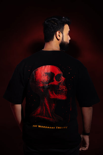Blood Signal – Oversized Unisex Skull Graphic T-Shirt (Black)