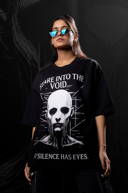 Eyes of Silence – Oversized Unisex Horror-Inspired Streetwear T-Shirt