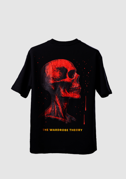 Blood Signal – Oversized Unisex Skull Graphic T-Shirt (Black)