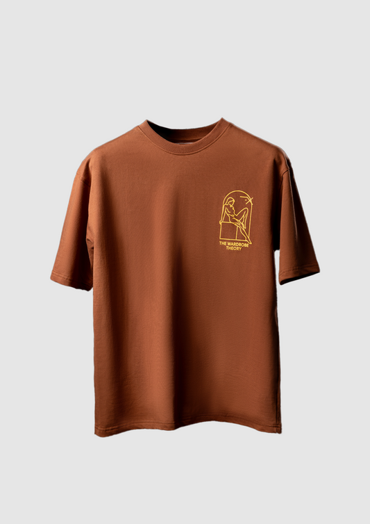 Heaven’s Frame – Oversized Unisex Graphic Streetwear T-Shirt (Brown)