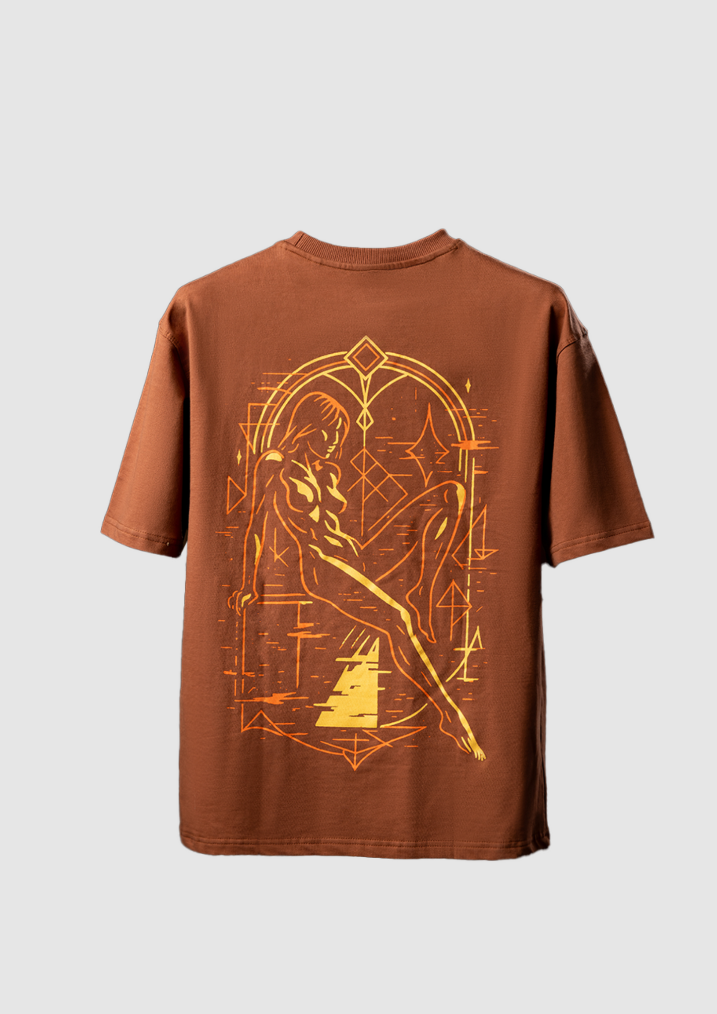 Heaven’s Frame – Oversized Unisex Graphic Streetwear T-Shirt (Brown)