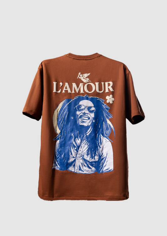 L’Amour Vibes – Puff Print Oversized Unisex Streetwear T-Shirt (Brown)