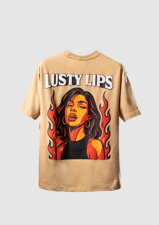Flaming Kiss – Oversized T-Shirt with Puff Print Flames | Unisex Streetwear Tee